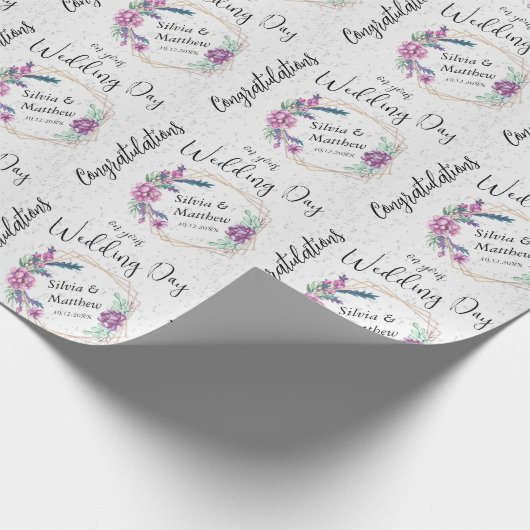 Lila Glitzer mit Blumen und Weiß Geschenkpapier (Ecke)