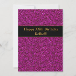 Lila Glitzer mit Geburtstagsparty Einladung