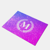 Lila Glitzer mit Monogramm Fußmatte (Schrägansicht)
