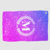 Lila Glitzer mit Monogramm Golfhandtuch (Horizontal)