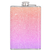 Lila Glitzer mit rosa und schwarzem Monogramm Flachmann (Rückseite)