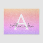 Lila Glitzer mit rosa und schwarzem Monogramm Seidenpapier<br><div class="desc">Gold,  Rosa und Lila Pastel Ombre Imitate Glitzer und sparkle Elegant Geschenkpapier. Dieses Geschenkpapier kann so angepasst werden,  dass es Ihren Anfangs- und Vornamen für ein Geschenkpaket für eine Girl's Baby Duwer,  Brautparty,  Junggeselinnen-Abschied oder Girl's Birthday Party enthält.</div>