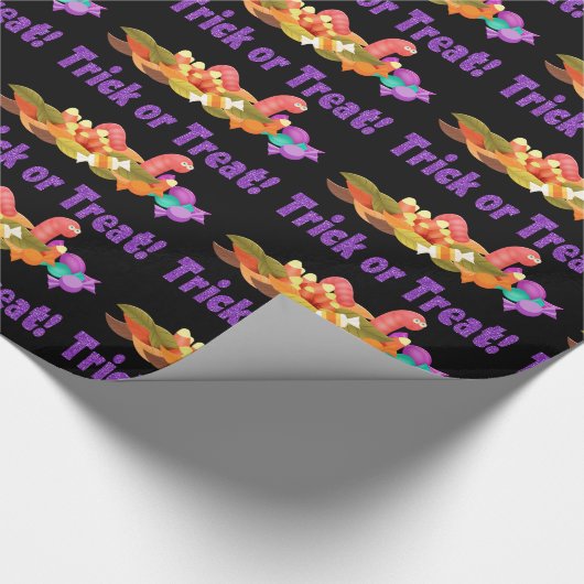 Lila Glitzer mit Worms Trick oder Treff Halloween Geschenkpapier (Ecke)