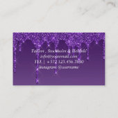 Lila Glitzer Moderne Visitenkarte (Rückseite)