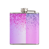 Lila Glitzer Monogram Name Luxury Girl Flachmann (Rückseite)