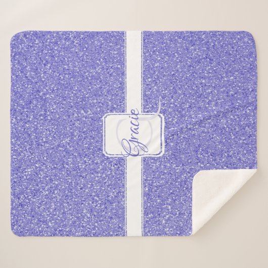 Lila Glitzer Monogram Sherpa Blanket Sherpadecke (Vorderseite (Horizontal))