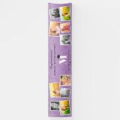 Lila-Glitzer-Monogramm-10-Foto-Graduationspartei Banner (Vertikal)
