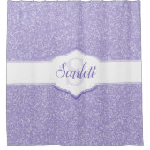 Lila Glitzer Monogramm-Duschvorhang Duschvorhang (Vorderseite)