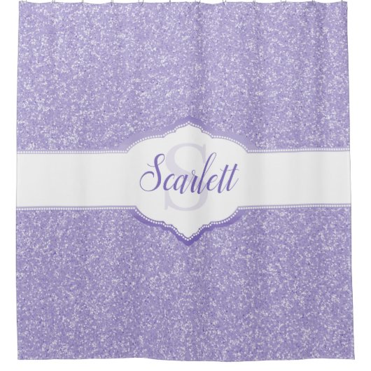 Lila Glitzer Monogramm-Duschvorhang Duschvorhang (Vorderseite)