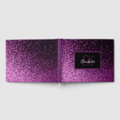Lila-Glitzer-Monogramm-Graduationspartei Gästebuch (Voll)