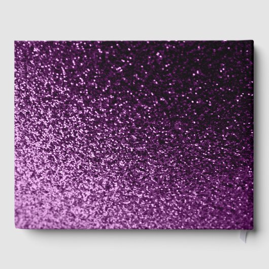 Lila-Glitzer-Monogramm-Graduationspartei Gästebuch (Rückseite)