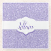 Lila Glitzer Monogramm Untersetzer (Vorderseite)