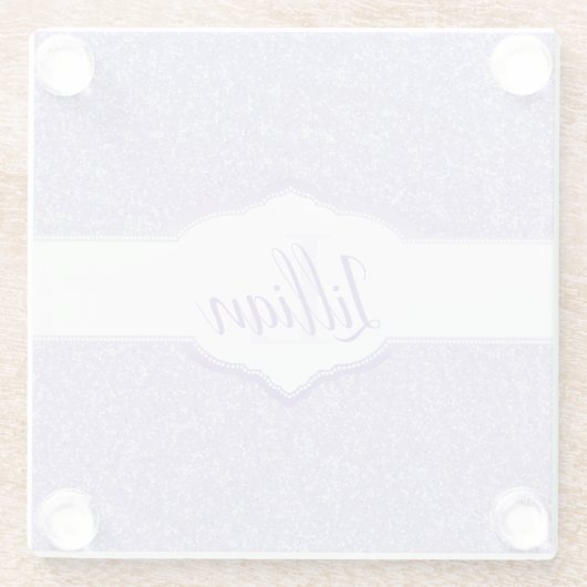 Lila Glitzer Monogramm Untersetzer (Rückseite)