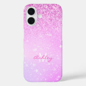 Lila Glitzer, Name und Monogramm des Skripts für d Case-Mate iPhone Hülle (Rückseite)