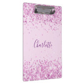 Lila Glitzer-Namensskript in Rosa Klemmbrett (Rechts)