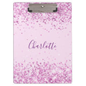 Lila Glitzer-Namensskript in Rosa Klemmbrett (Vorderseite)
