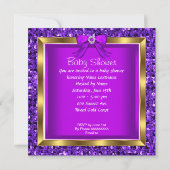 Lila Glitzer Niedlich Baby in Showbaby Einladung (Rückseite)