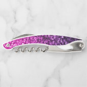 Lila Glitzer-Ober-Imitate-Monogramm Kellnermesser (Rückseite)