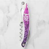 Lila Glitzer-Ober-Imitate-Monogramm Kellnermesser (Vorderseite)