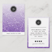 Lila Glitzer Ombre Glam Juwelierohrringe Anzeige Visitenkarte (Vorne/Hinten)