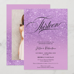 Lila Glitzer ombre Glitzern chic Drehbuch Dreizehn Einladung