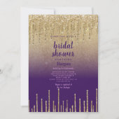 Lila Glitzer ombre Tropfen scrip Brautparty Einladung (Vorderseite)