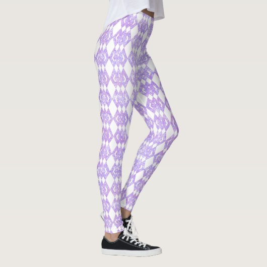 Lila Glitzer Overlap Diamond Pattern Leggings (Rechts)
