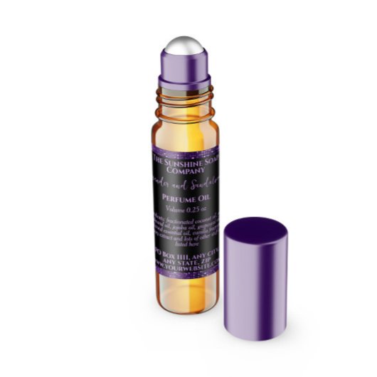 Lila Glitzer Parfümerrollen Flaschenetikett Quadratischer Aufkleber