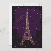 Lila Glitzer Paris Eiffel Tower Abschluss Einladung (Rückseite)