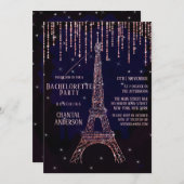 Lila Glitzer Paris Eiffel Tower Bachelorette Einladung (Vorne/Hinten)