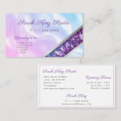 Lila Glitzer Pastel Pink Blue Ombre Wasserfarbe Visitenkarte (Vorne/Hinten)