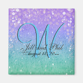 Lila Glitzer Patio Lantern Confetti Glam Blue Magnet (Vorne)