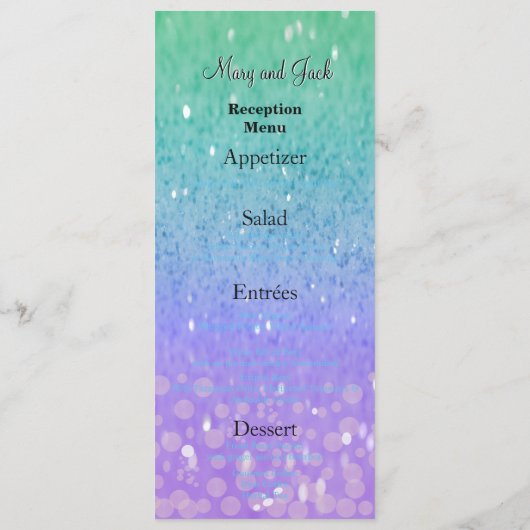 Lila Glitzer Patio Lantern Confetti Glam Glow Menükarte (Rückseite)