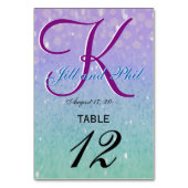 Lila Glitzer Patio Lantern Confetti Glam Glow Tischnummer (Vorderseite)