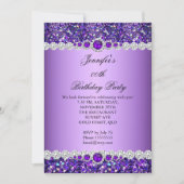 Lila Glitzer Pearl Diamond Geburtstagsparty Einladung (Vorderseite)