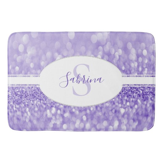 Lila Glitzer personalisieren Bath Mat Badematte (Vorderseite)