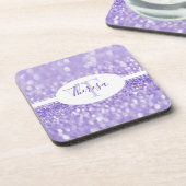 Lila Glitzer personalisieren Plastik-Untersetzer Getränkeuntersetzer (Linke Seite)