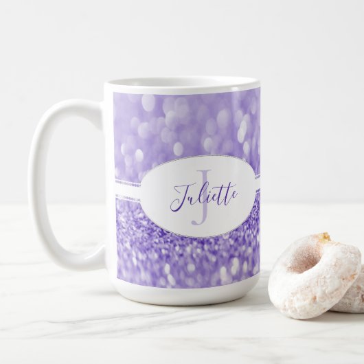 Lila Glitzer Personalisieren Sie die Kaffee-Tasse Kaffeetasse (Mit Donut)