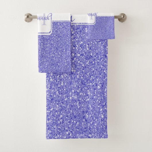 Lila Glitzer Personalisiert Badetücher Badhandtuch Set (Insitu)