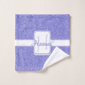 Lila Glitzer Personalisiert Badetücher Badhandtuch Set (Waschlappen)