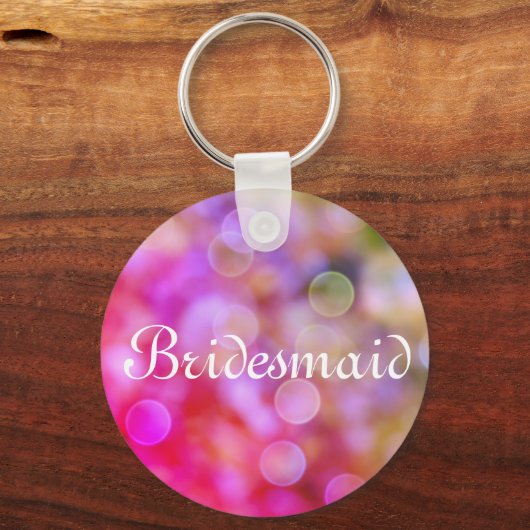 Lila Glitzer Personalisiert Bridesmaid Schlüsselan Schlüsselanhänger (Vorderseite)