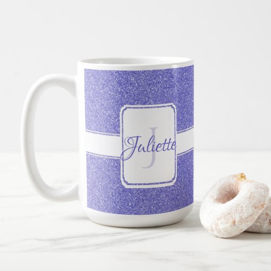 Lila Glitzer Personalisiert Kaffee Tasse (Mit Donut)