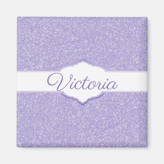 Lila Glitzer Personalisiert Magnet (Vorne)