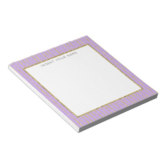 Lila & Glitzer Personalisiert Notepad 5.5" x 6" Notizblock (angewinkelt)