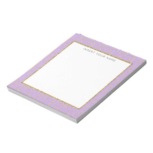 Lila & Glitzer Personalisiert Notepad 5.5" x 6" Notizblock (Rotiert)
