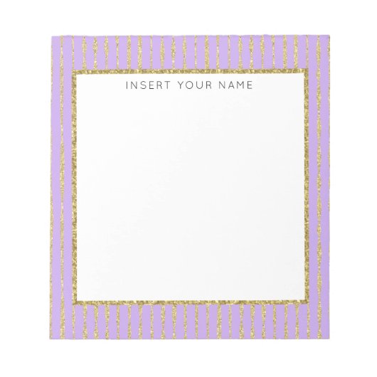 Lila & Glitzer Personalisiert Notepad 5.5" x 6" Notizblock (Vorderseite)