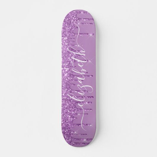 Lila Glitzer Personalisiert trinken Skateboard (Vorne)