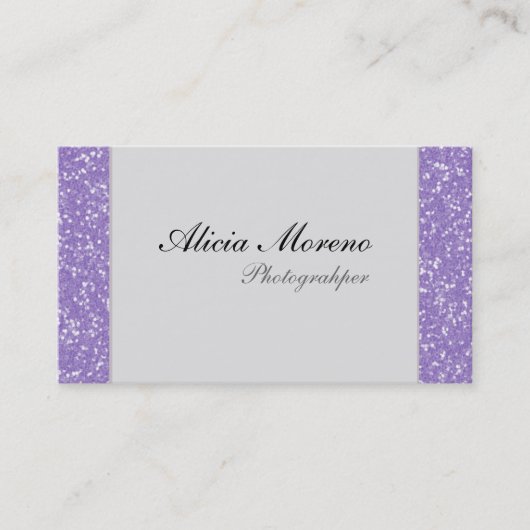 Lila Glitzer-personalisierte Geschäfts-Karten Visitenkarte (Vorderseite)