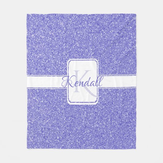 Lila Glitzer Personalisierte Keilblanke Fleecedecke (Vorderseite)