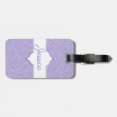 Lila Glitzer Personalisierter Gepäckträger Gepäckanhänger (Rückseite horizontal)